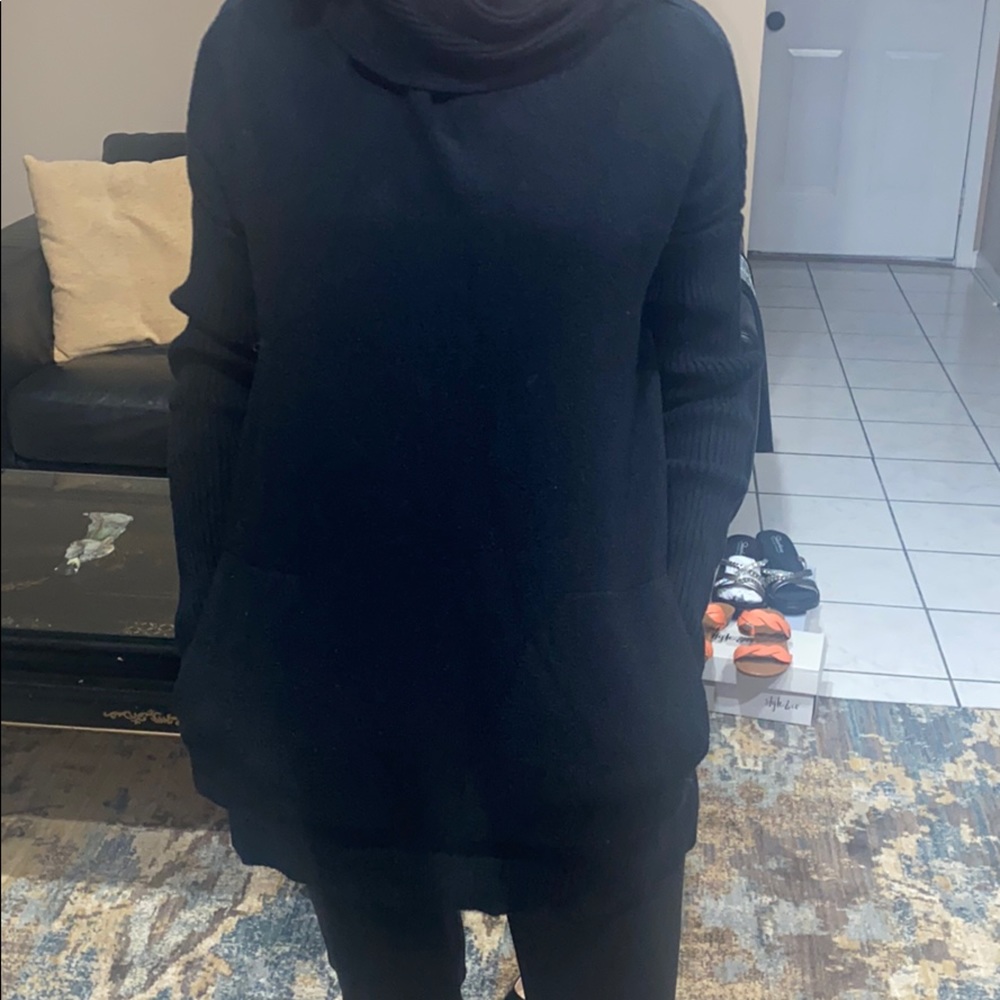 Cowl Neck Black Sweater with pockets